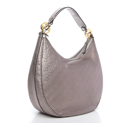 Gucci Metallic Guccissima Medium GG Twins Hobo Mauve 3 of 13