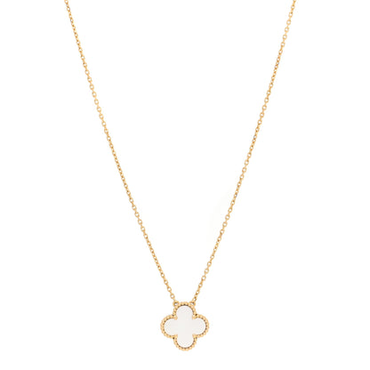 Van Cleef & Arpels 18K Yellow Gold Mother of Pearl Vintage Alhambra Pendant Necklace 1 of 7
