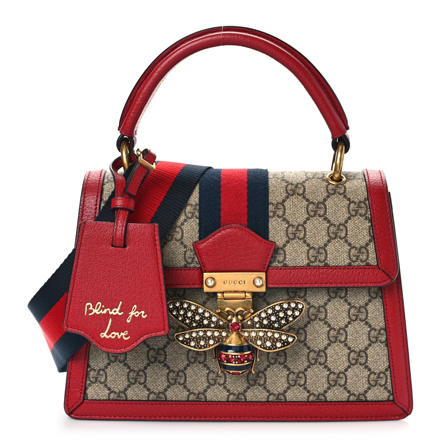 Gucci GG Supreme Monogram Small Queen Margaret Top Handle Bag Red 1 of 9