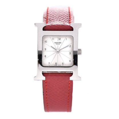 Hermes Stainless Steel Courchevel 21mm Heure H Hour Quartz Watch Rouge 1 of 7