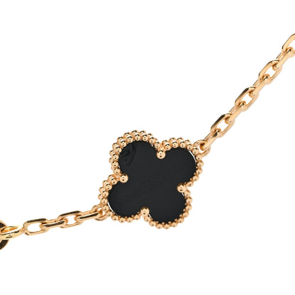 Van Cleef & Arpels 18K Yellow Gold Black Onyx 20 Motifs Vintage Alhambra Necklace 8 of 9