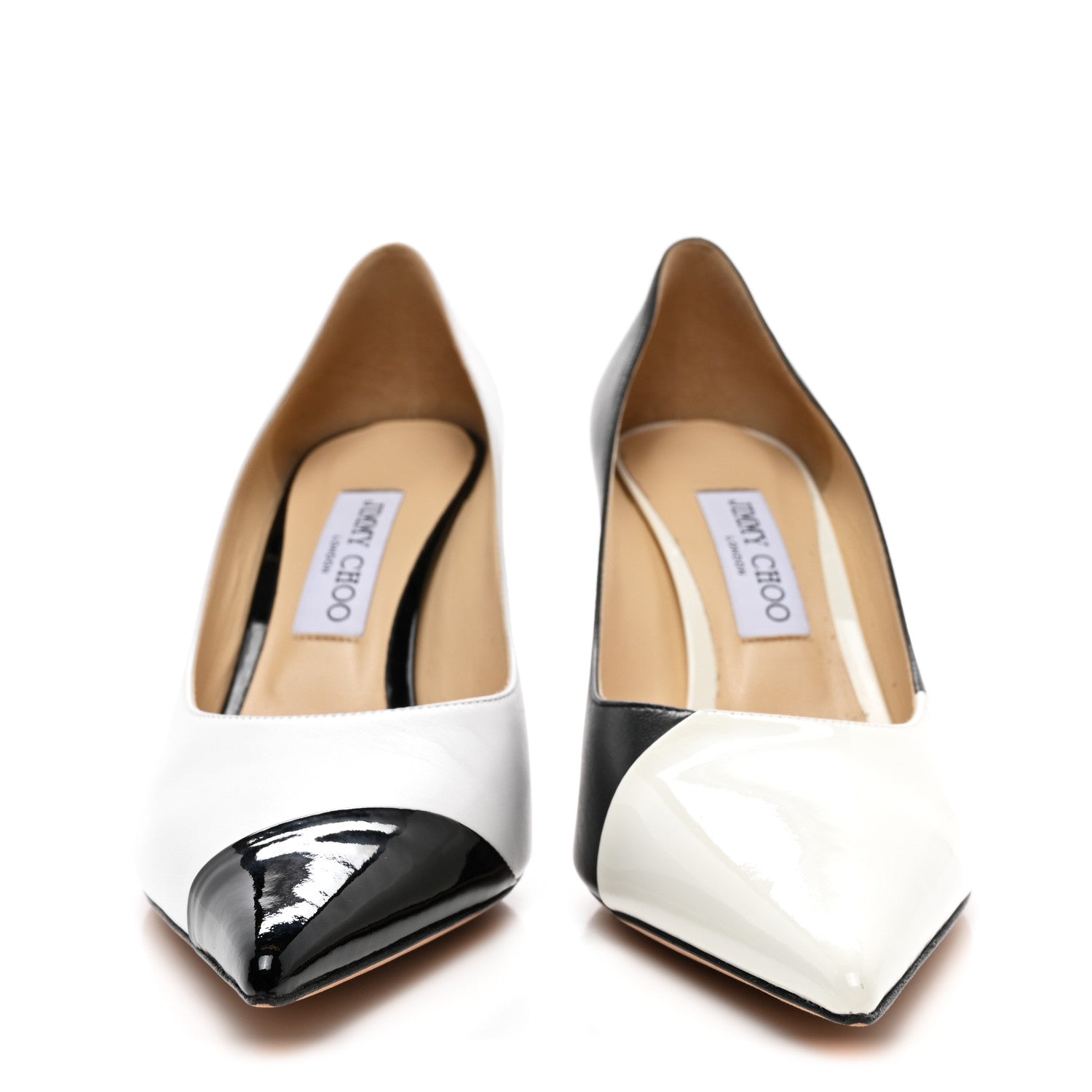 Jimmy Choo Nappa Patent Asymmetric Love 85 Pumps 40 Black White 2 of 8