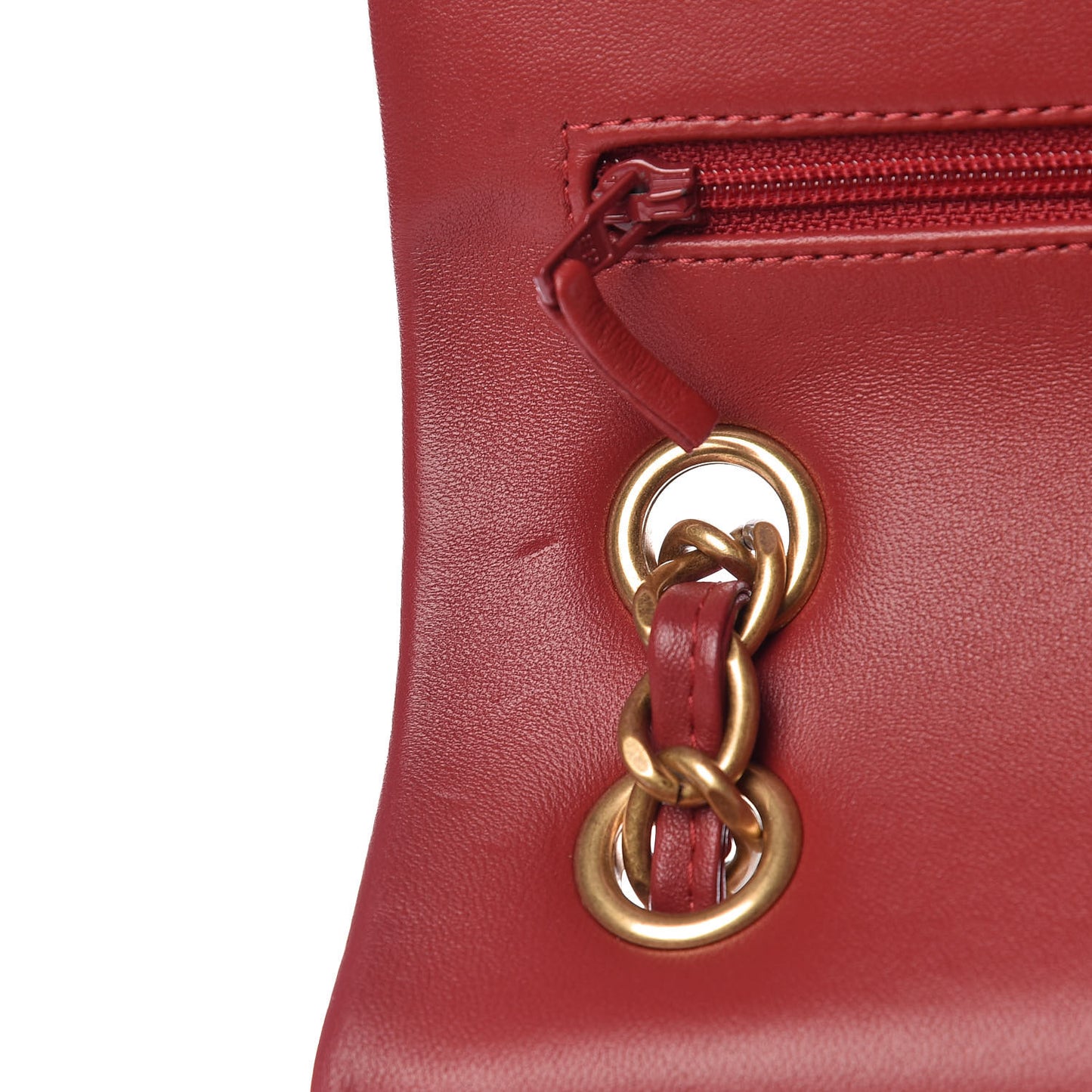 Lambskin Chevron Quilted Jumbo Double Flap Dark Red