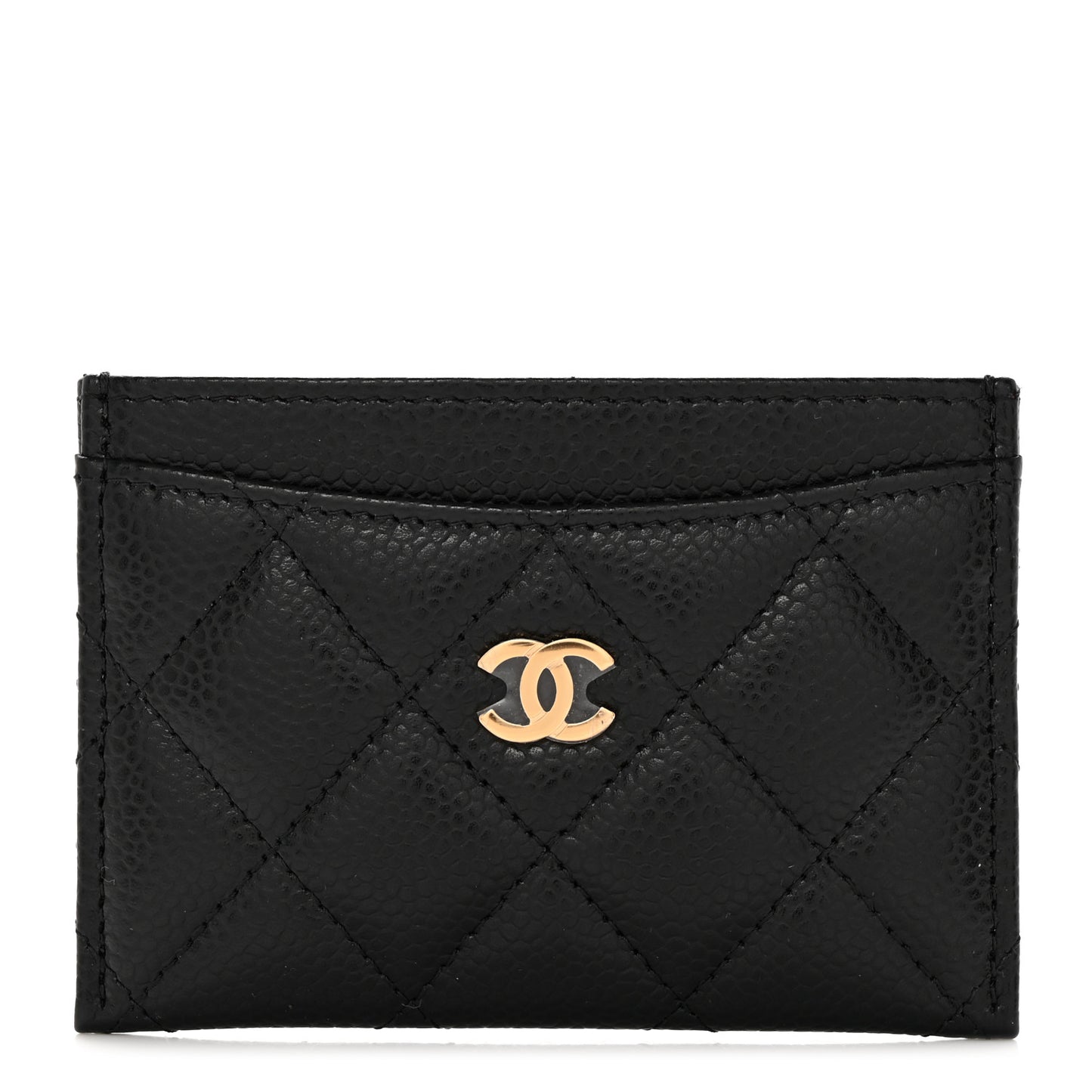 Caviar Quilted Card Holder Black