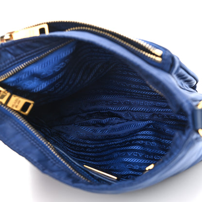Prada Tessuto Nylon Saffiano Crossbody Bag Blue 4 of 9