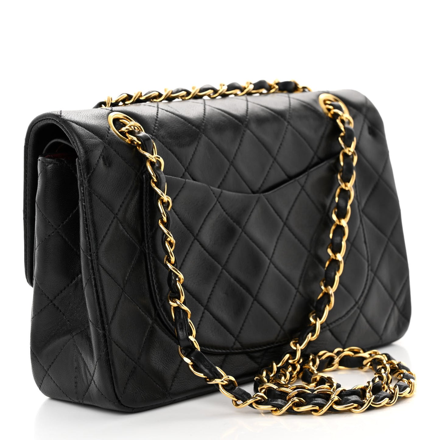 Lambskin Quilted Small Double Flap Black
