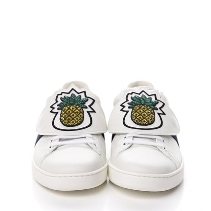 Gucci Calfskin Ayers Crystal Web Womens New Ace Pineapple Sneakers 40 White 2 of 10