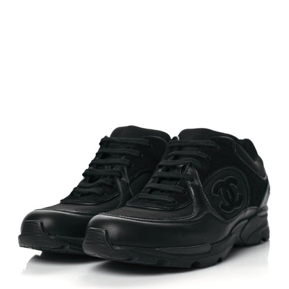 Chanel Toile Suede Calfskin CC Sneakers 40.5 Black 3 of 8