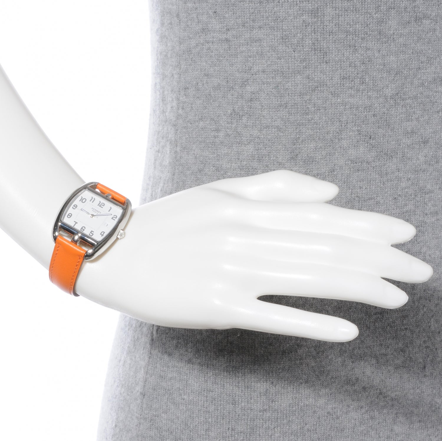 Hermes Stainless Steel Swift 33mm Cape Cod Tonneau Quartz Watch Orange 2 of 6