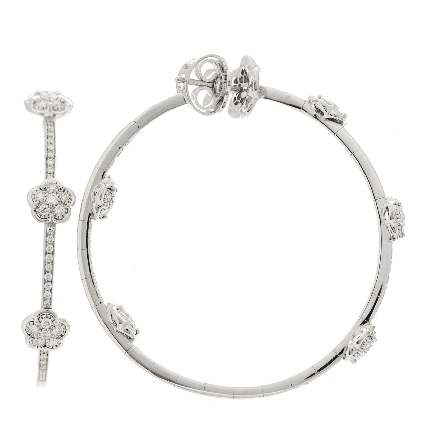 18K White Gold Diamond Figlia Dei Fiori Hoop Earrings