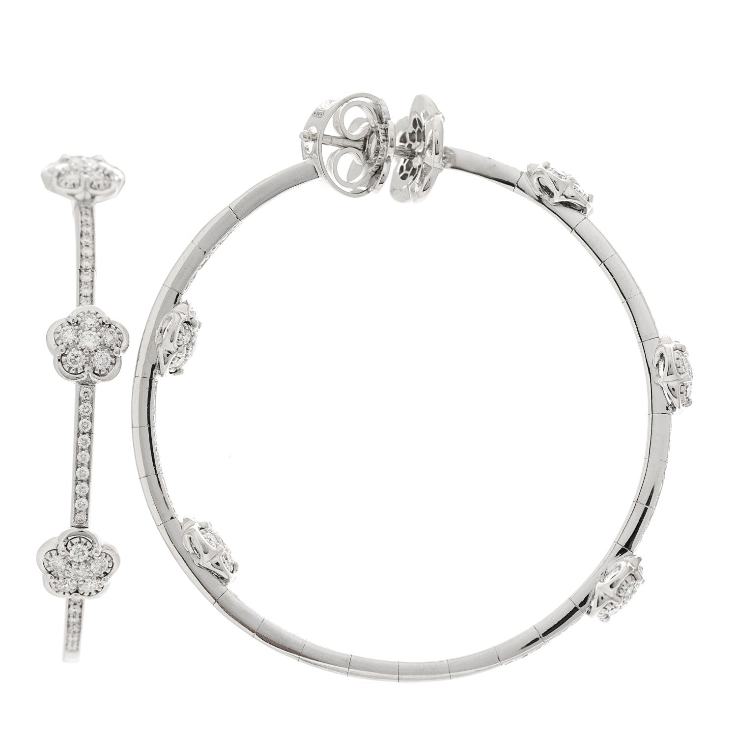 Pasquale Bruni 18K White Gold Diamond Figlia Dei Fiori Hoop Earrings 1 of 5