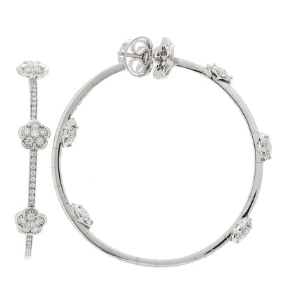 Pasquale Bruni 18K White Gold Diamond Figlia Dei Fiori Hoop Earrings 1 of 5