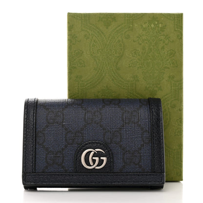 Gucci GG Supreme Monogram Textured Dollar Calfskin Card Case Blue Dark Blue 8 of 8