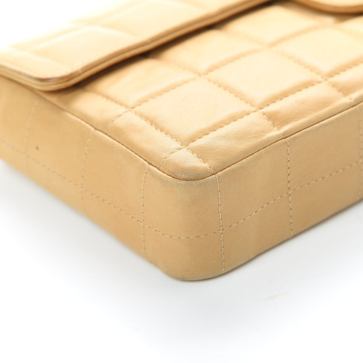 Lambskin East West Chocolate Bar Flap Beige