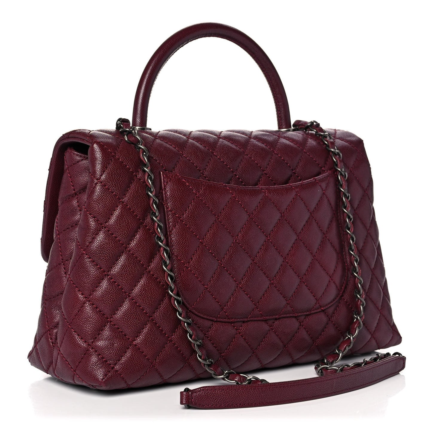 Caviar Quilted Medium Coco Handle Flap Burgundy