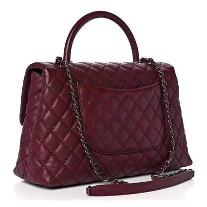 Chanel Caviar Quilted Medium Coco Handle Flap Burgundy 3 of 11