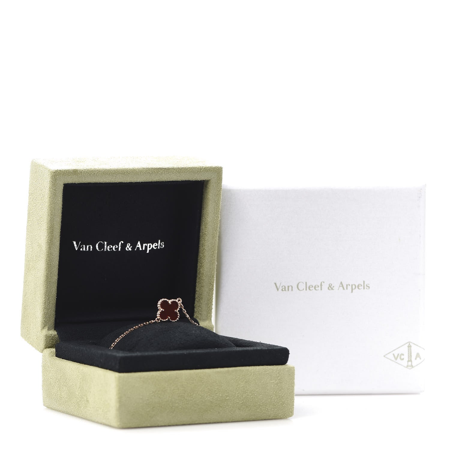 Van Cleef & Arpels 18K Rose Gold Carnelian Sweet Alhambra Bracelet 7 of 8