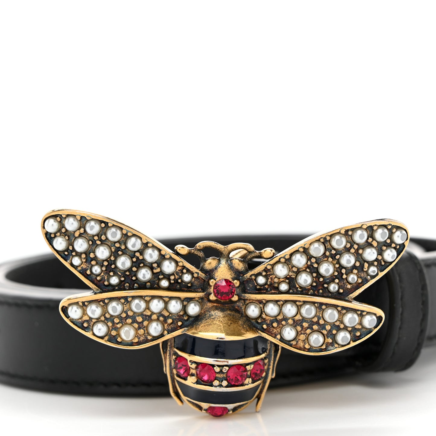 Calfskin Queen Margaret Bee Belt 85 34 Black