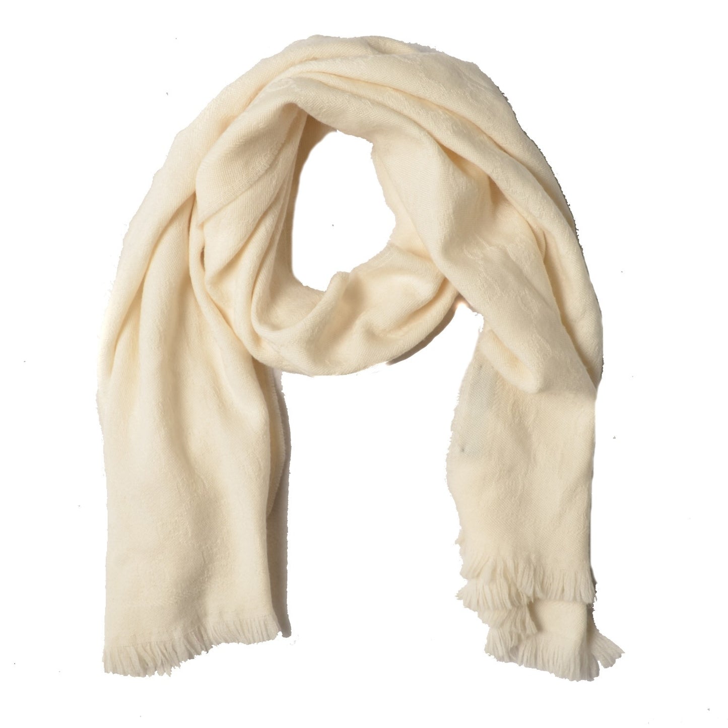 Wool GG Monogram Sten Fringe Scarf White