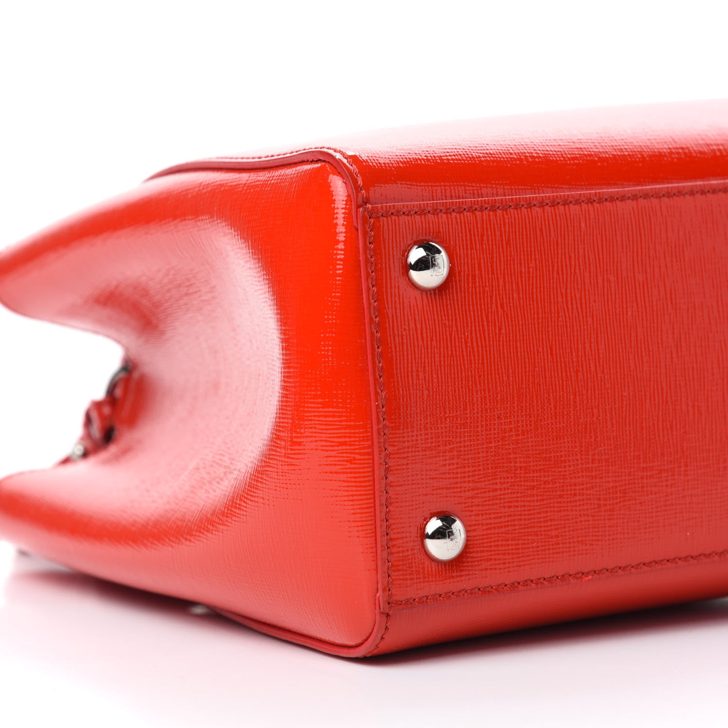 Fendi Vitello Vernice Camoscio Petite 2Jours Tote Papavero 6 of 12