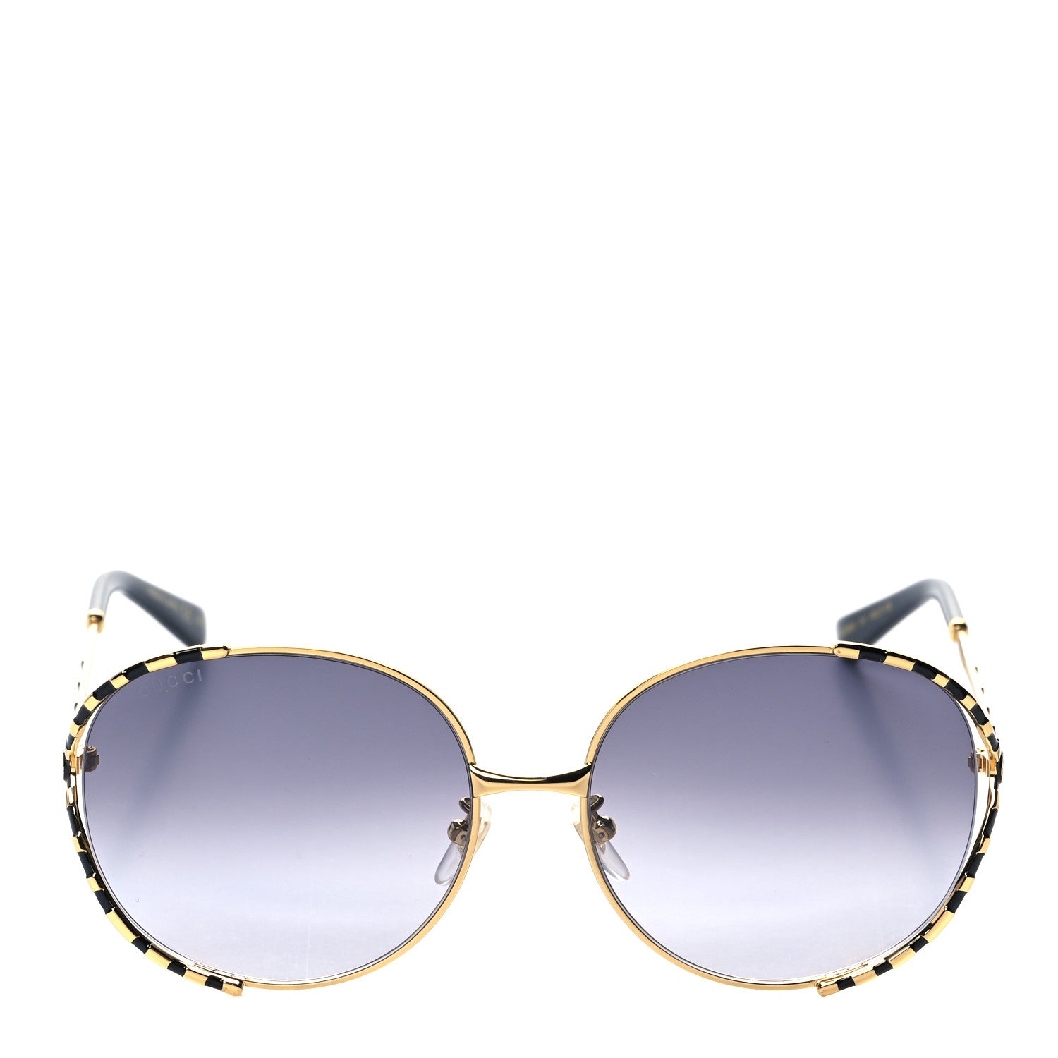 Gucci Metal Round Frame GG0595S Sunglasses Gold Black 4 of 7