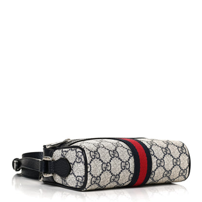 Gucci GG Supreme Monogram Textured Dollar Calfskin Web Mini Ophidia Shoulder Bag Beige Blue 4 of 9