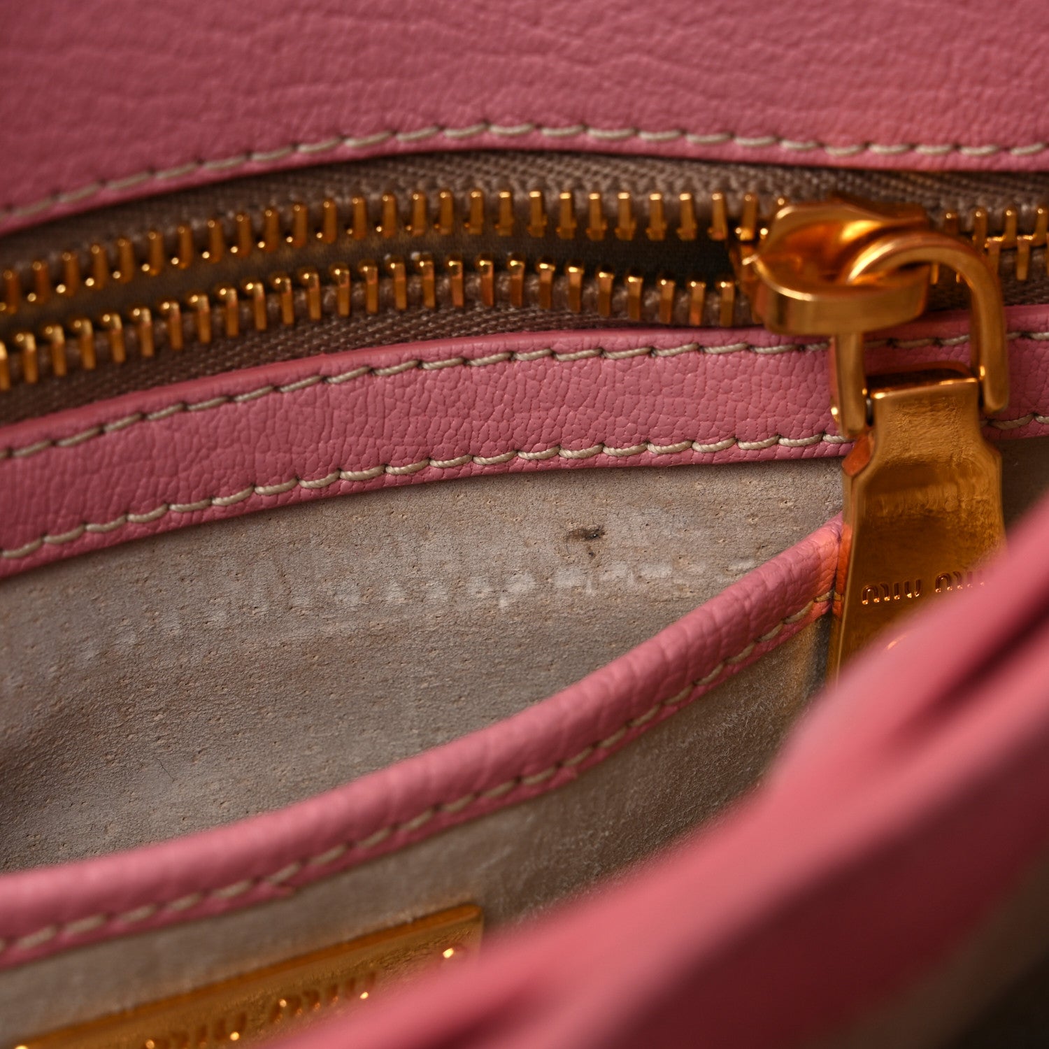 Miu Miu Goatskin Madras Shoulder Bag Rosa 9 of 17