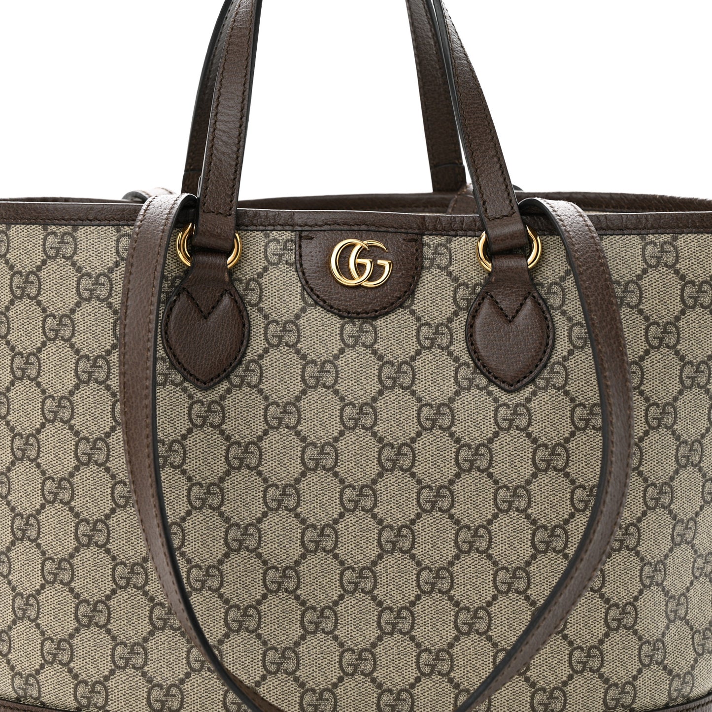 GG Supreme Monogram Textured Calfskin Small Ophidia Shoulder Tote Bag Beige Ebony New Acero