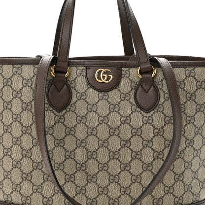 Gucci GG Supreme Monogram Textured Calfskin Small Ophidia Shoulder Tote Bag Beige Ebony New Acero 8 of 16