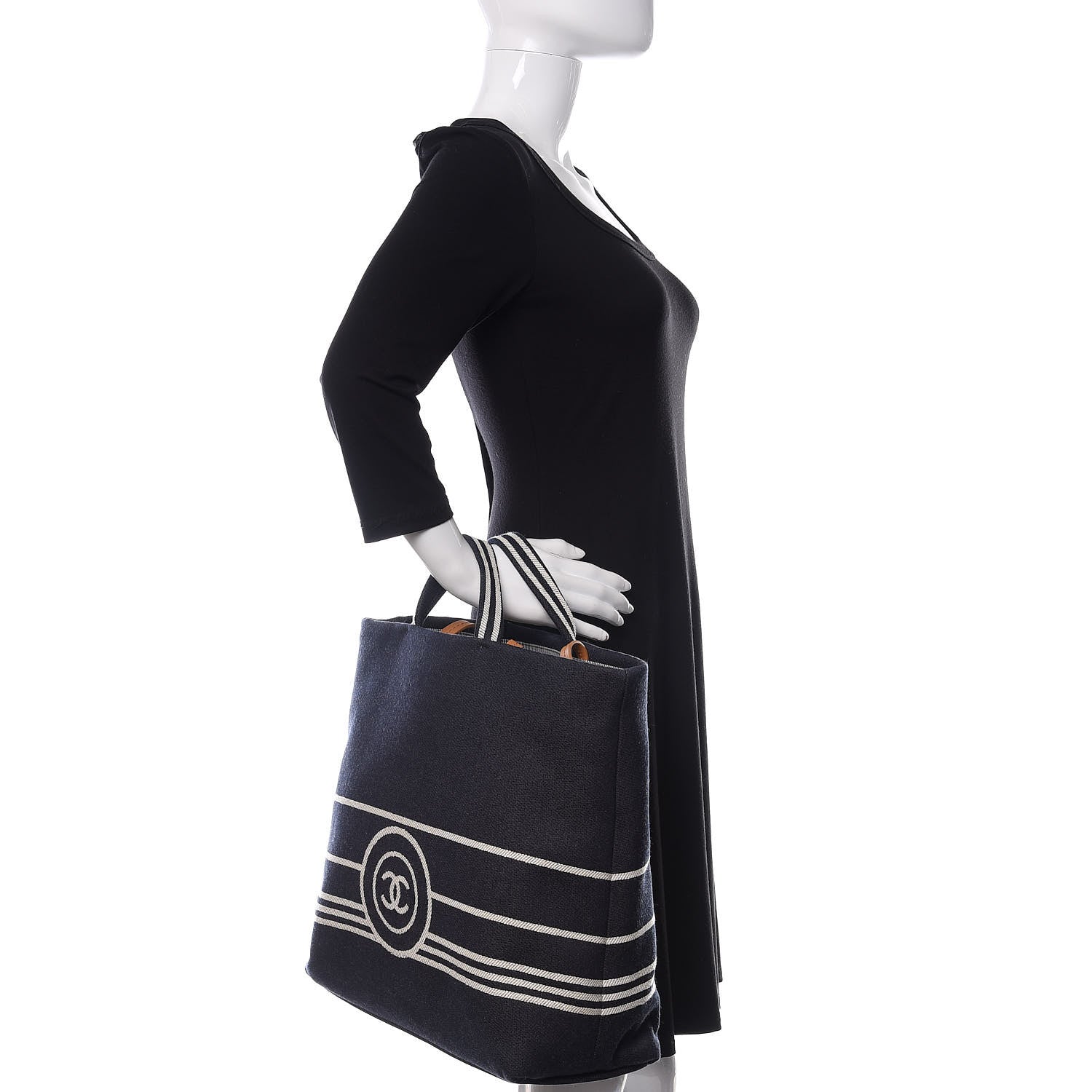 Chanel Denim Tall Shopping Tote Blue 3 of 12