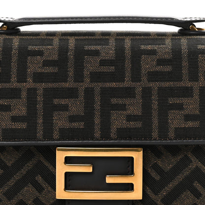Fendi Fabric Jacquard FF 1974 Midi Chain Baguette Tobacco Moro 8 of 11