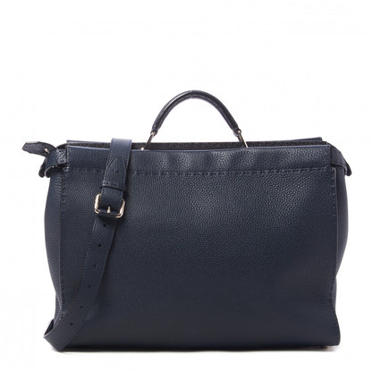 Fendi Cuoio Romano Selleria Bi-Color Large Mens Peekaboo Iconic Essential Satchel Lavagna Black 1 of 9