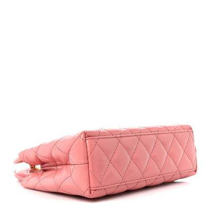 Chanel Shiny Aged Calfskin Quilted Nano Kelly Shopper Coral Pink 5 of 11