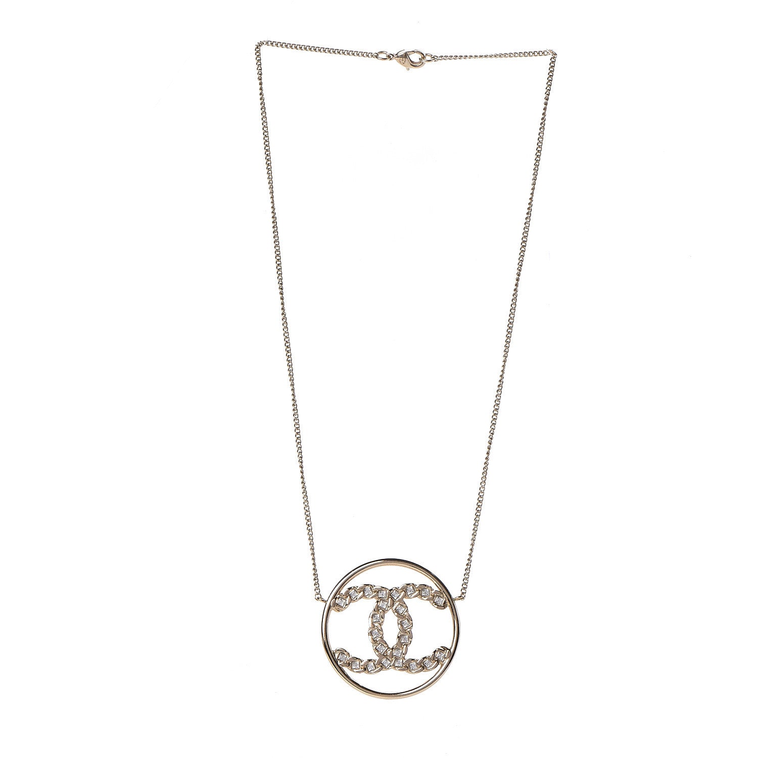 Chanel Baguette Crystal High Society CC Pendant Necklace Gold 3 of 5