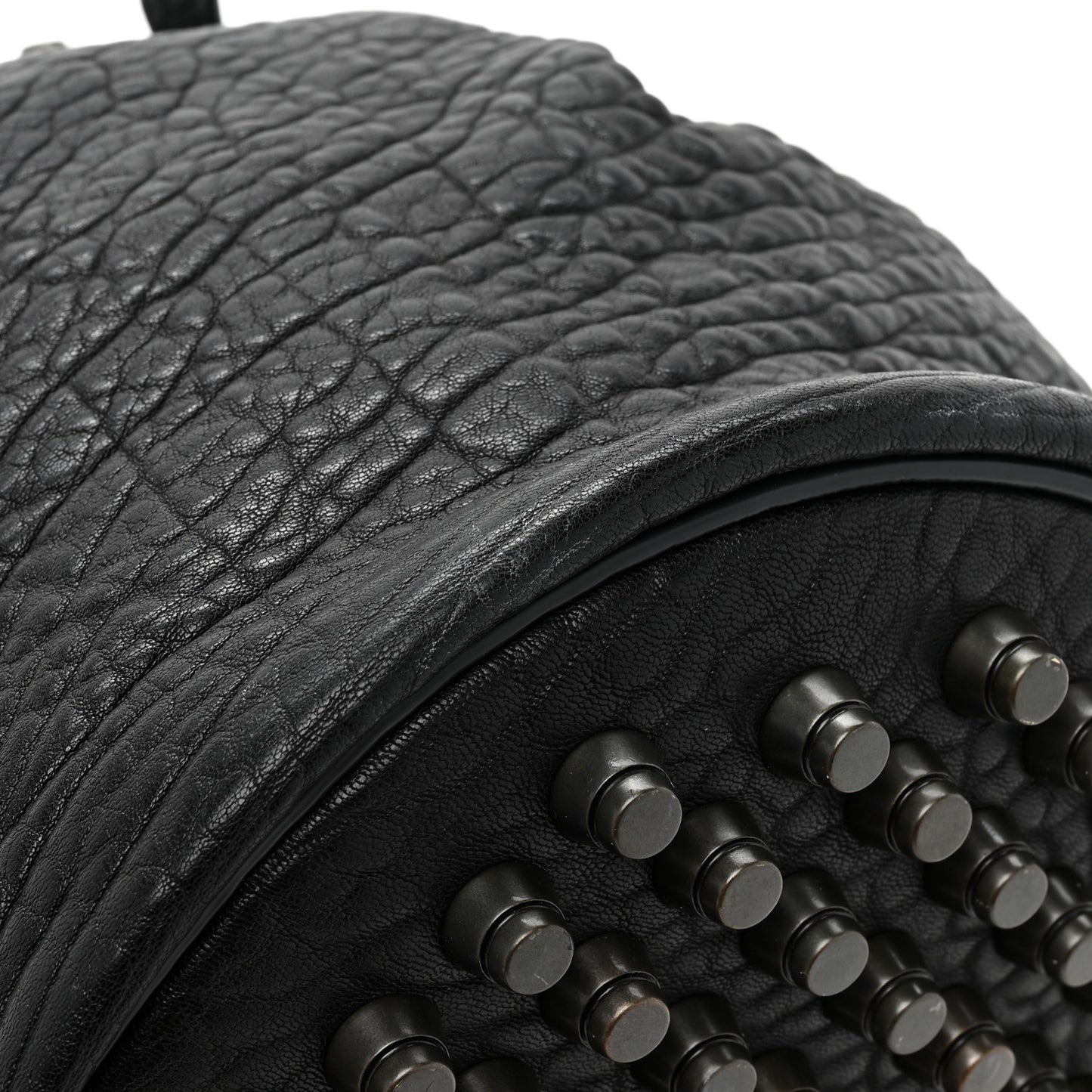 Pebbled Lambskin Diego Bucket Bag Black Nickel Hardware