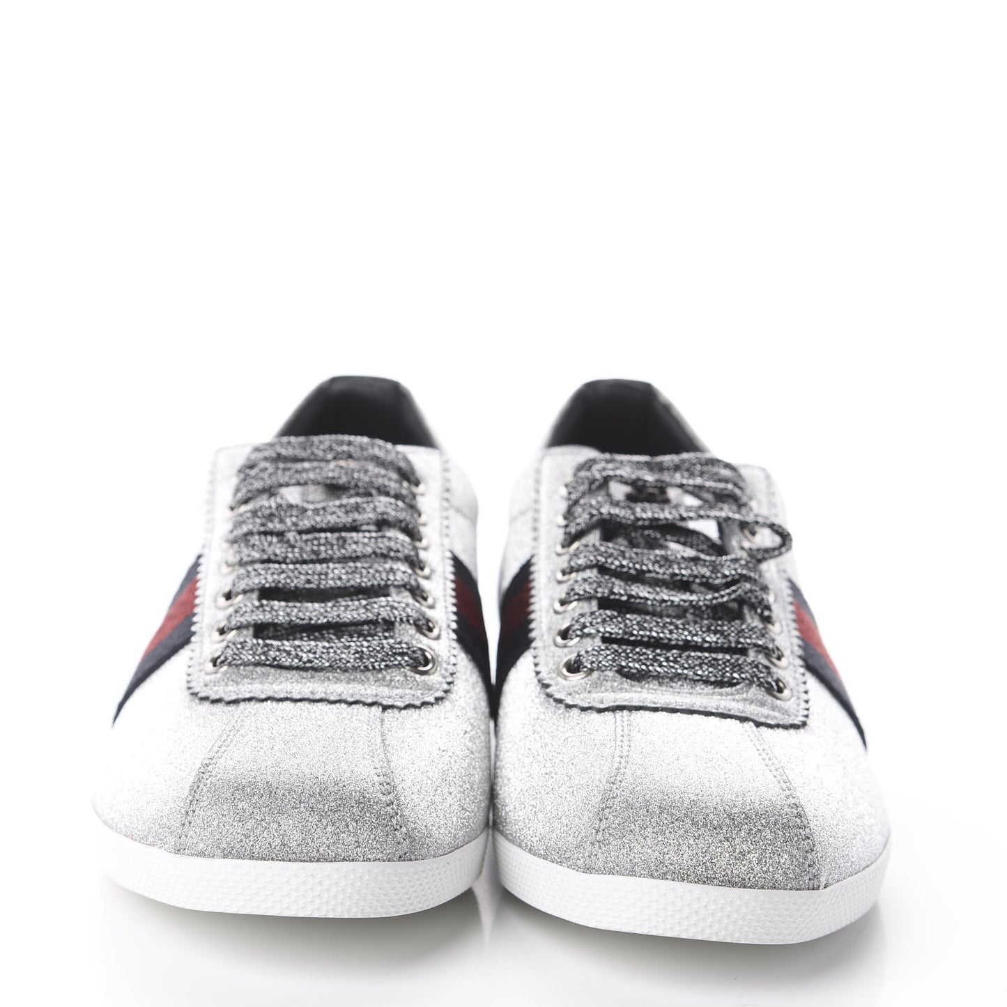 Glitter Fabric Studded Web Sneakers 39 Silver