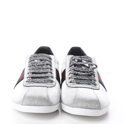 Gucci Glitter Fabric Studded Web Sneakers 39 Silver 3 of 7