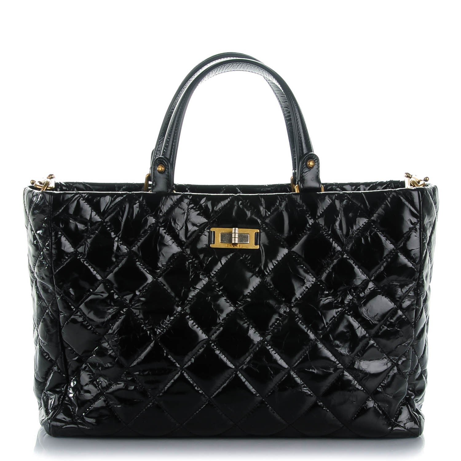 Chanel Glazed Calfskin Quilted Mademoiselle Tote Black 1 of 7