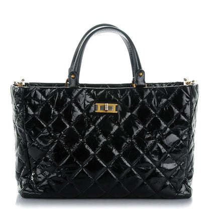Chanel Glazed Calfskin Quilted Mademoiselle Tote Black 1 of 7