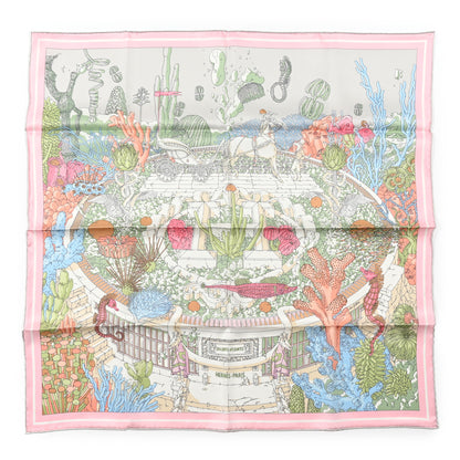 Hermes Silk Vintage Ex Libris Atlantis Scarf 70 Gris Perle Rose Pale 1 of 4