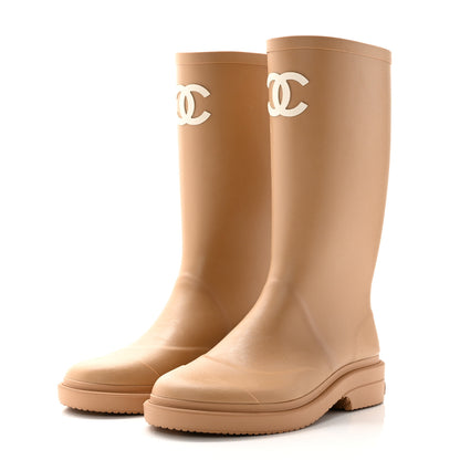 Chanel Caoutchouk CC High Boots 39 Beige 3 of 13
