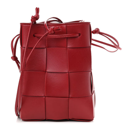 Bottega Veneta Lambskin Intreccio Small Crossbody Bucket Bag Dark Red 1 of 9