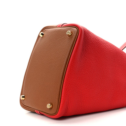 Hermes Taurillon Clemence Picotin Lock Picotin 18 PM Rouge De Coeur Gold 8 of 10