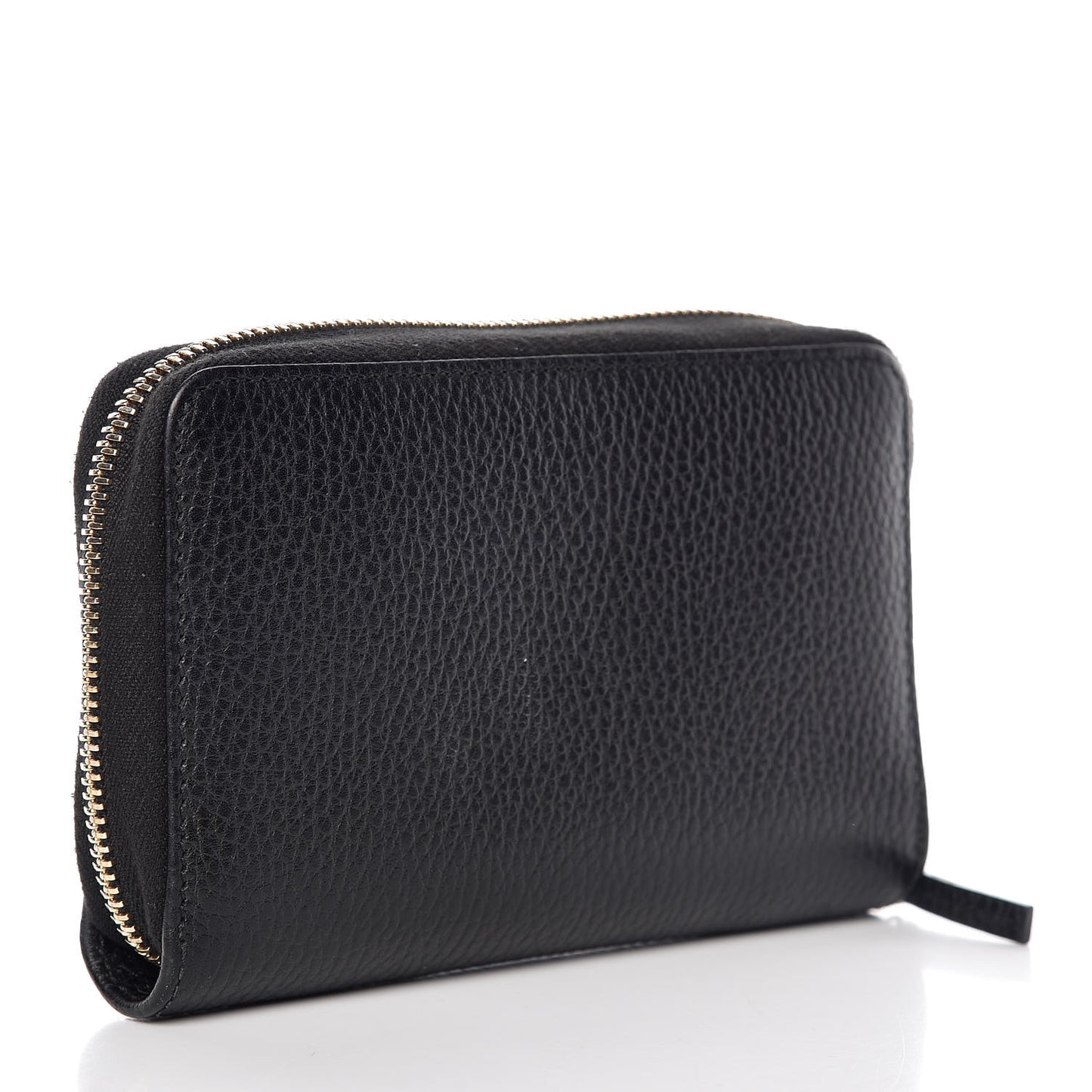 Pebbled Calfskin Zip Around Wallet Black