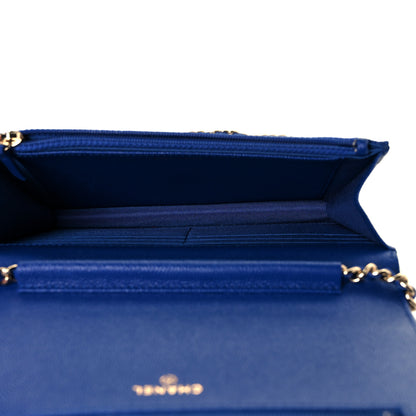 Chanel Caviar Quilted Vintage Mademoiselle Wallet On Chain WOC Blue 5 of 10