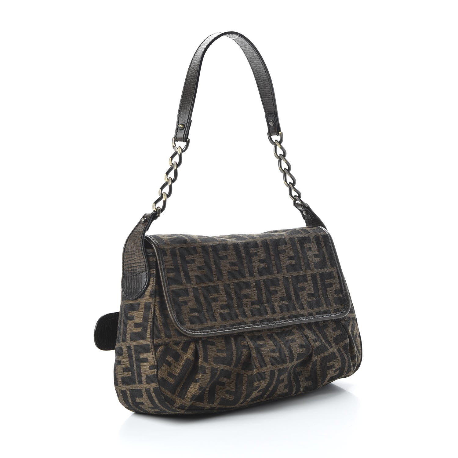 Fendi Zucca B Bis Flap Bag Tobacco Castagna 3 of 9
