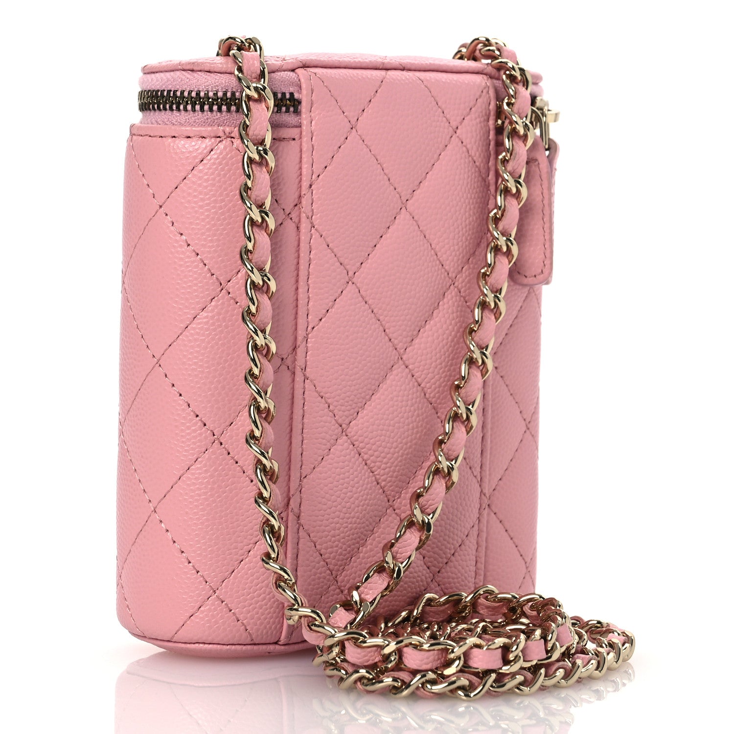 Chanel Caviar Quilted Small Vertical Coco Beauty Vanity Case With Chain Light Pink 3 of 12