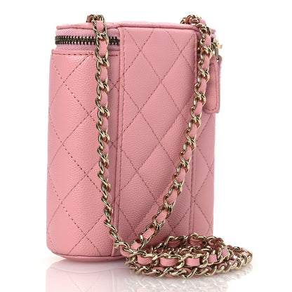 Chanel Caviar Quilted Small Vertical Coco Beauty Vanity Case With Chain Light Pink 3 of 12
