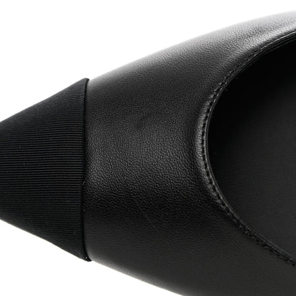 Chanel Lambskin Grosgrain Cap Toe Pearl Slingbacks 39 Black 9 of 14