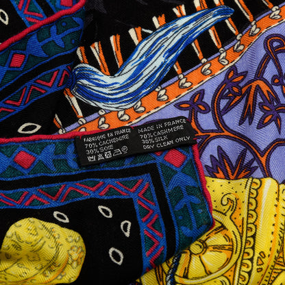 Hermes Cashmere Silk Cavaliers du Caucase Shawl 140 Black Bleu Vert 4 of 4